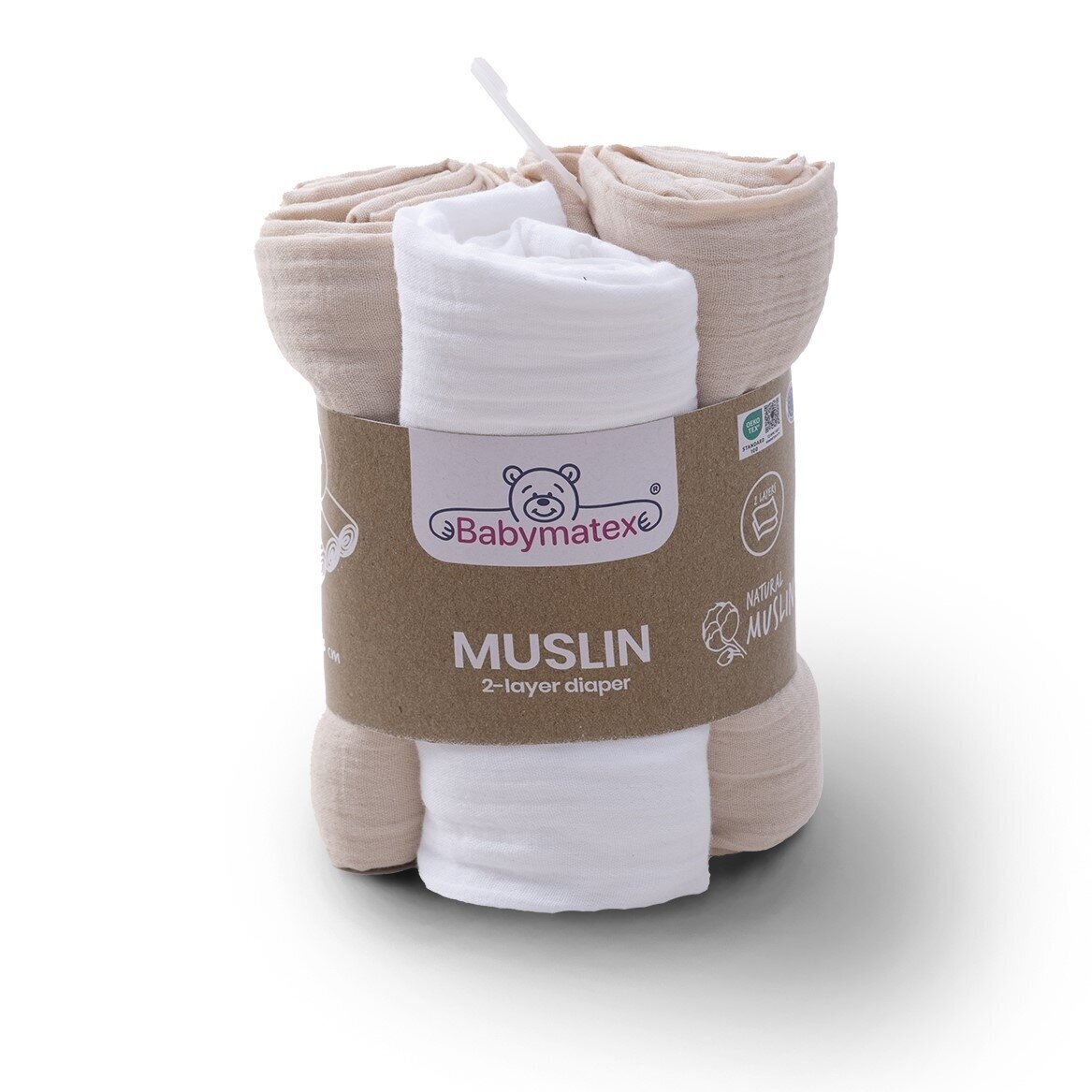 2-слойныe Пеленки BabyMatex MUSLIN, 70x80-3 шт, Light Beige 2-слойныe Пеленки BabyMatex MUSLIN, 70x80-3 шт, Light Beige
