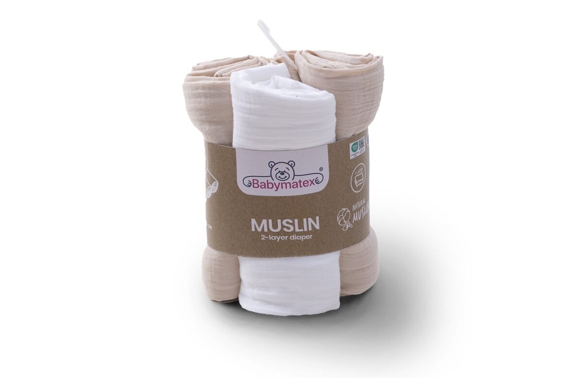 MUSLIN diapers BabyMatex, 70x80-3 pcs, Light Beige MUSLIN diapers BabyMatex, 70x80-3 pcs, Light Beige