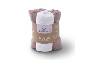 MUSLIN diapers BabyMatex, 70x80-3 pcs, Dusty Pink MUSLIN diapers BabyMatex, 70x80-3 pcs, Dusty Pink