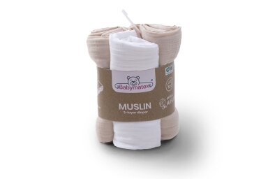 MUSLIN diapers BabyMatex, 70x80-3 pcs, Light Beige MUSLIN diapers BabyMatex, 70x80-3 pcs, Light Beige