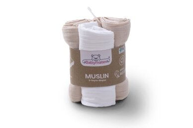 MUSLIN diapers BabyMatex, 70x80-3 pcs, Light Beige MUSLIN diapers BabyMatex, 70x80-3 pcs, Light Beige
