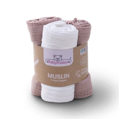Пеленки 2-слойныe BabyMatex MUSLIN, 70x80-3 шт, Dusty Pink Пеленки 2-слойныe BabyMatex MUSLIN, 70x80-3 шт, Dusty Pink