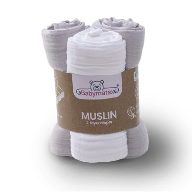2-слойныe Пеленки BabyMatex MUSLIN, 70x80-3 шт, Light Grey 2-слойныe Пеленки BabyMatex MUSLIN, 70x80-3 шт, Light Grey