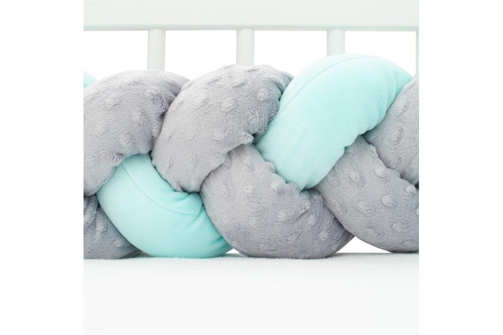 Baby Crib Braid Bumper WARKOCZ Grey/Pink 3