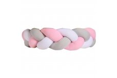Baby Crib Braid Bumper  Pink/White/Grey