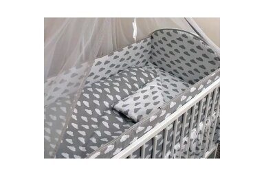 Baby Crib Bumper Ankras 360 cm CHMURKI Grey