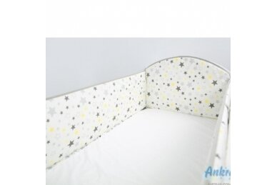 Baby Crib Braid Bumper Ankras STARS Grey-360 Baby Crib Braid Bumper Ankras STARS Grey-360