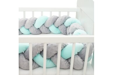 Baby Crib Braid Bumper WARKOCZ Grey/Pink 2 Baby Crib Braid Bumper WARKOCZ Grey/Pink 2