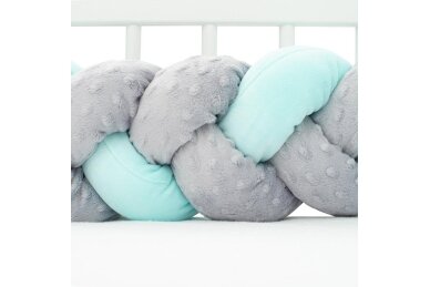 Baby Crib Braid Bumper WARKOCZ Grey/Pink 3 Baby Crib Braid Bumper WARKOCZ Grey/Pink 3
