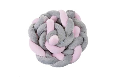 Baby Crib Braid Bumper WARKOCZ Grey/Pink Baby Crib Braid Bumper WARKOCZ Grey/Pink