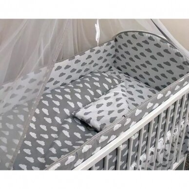 Защитные бортики на кроватку Ankras 360 cm CHMURKI Grey Защитные бортики на кроватку Ankras 360 cm CHMURKI Grey