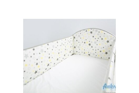 Baby Crib Braid Bumper Ankras STARS Grey-360 Baby Crib Braid Bumper Ankras STARS Grey-360
