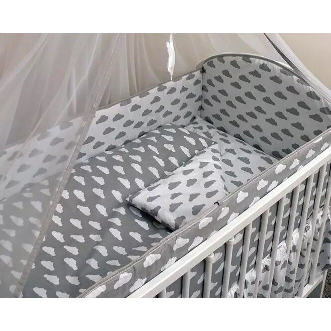 Защитные бортики на кроватку Ankras 360 cm CHMURKI Grey Защитные бортики на кроватку Ankras 360 cm CHMURKI Grey