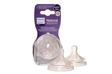 AVENT Natural Response teat silikone 3m+ 2vnt AVENT Natural Response teat silikone 3m+ 2vnt