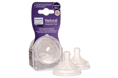 AVENT Natural Response teat silikone 6m+ 2vnt AVENT Natural Response teat silikone 6m+ 2vnt