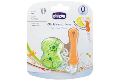 Babies Soother Clip Chicco Clip Salvasucchietto, Green Babies Soother Clip Chicco Clip Salvasucchietto, Green