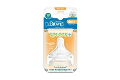 Dr Brown's Silicone Teats 3 OPTIONS+, 6m+, 2 pcs