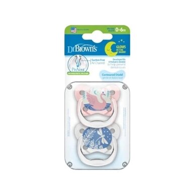 Dr. Brown's čiulptukai PREVENT 0-6 mėn, 2 vnt Pink/Blue 1 Dr. Brown's čiulptukai PREVENT 0-6 mėn, 2 vnt Pink/Blue 1