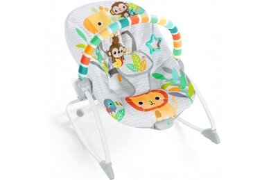 Bright Starts, Safari Blast 2 in 1 Infant to Toddler Rocker & Bouncer Seat with Soothing Vibrations