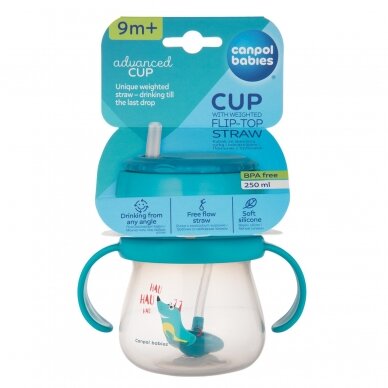 Inovatyvus puodelis su sulankstomu šiaudeliu Canpol  56/517 Turquoise 6
