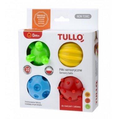 Kamuoliukai sensoriniam vystymui TULLO-459, 4 vnt Kamuoliukai sensoriniam vystymui TULLO-459, 4 vnt