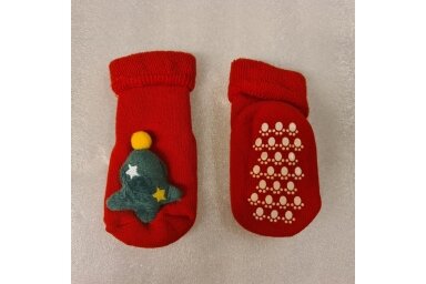 Socks with rubber solesRed Chrismas Tree
