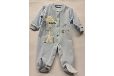 Baby Rompers Velour Giraffe Blue Baby Rompers Velour Giraffe Blue