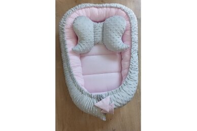 Cocoon-Nest for newborns with pillow DUET MINKI Pink 1