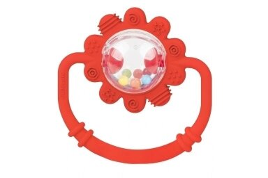 Silicone Teether with Rattle GiliGums DAISY Red