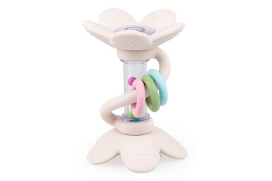 Silicone Teether with Rattle GiliGums FLOWERS Ecru Silicone Teether with Rattle GiliGums FLOWERS Ecru