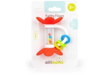 Silicone Teether with Rattle GiliGums FLOWERS Coral 2 Silicone Teether with Rattle GiliGums FLOWERS Coral 2