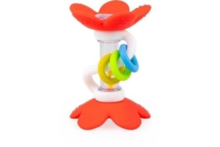 Silicone Teether with Rattle GiliGums FLOWERS Coral 1 Silicone Teether with Rattle GiliGums FLOWERS Coral 1