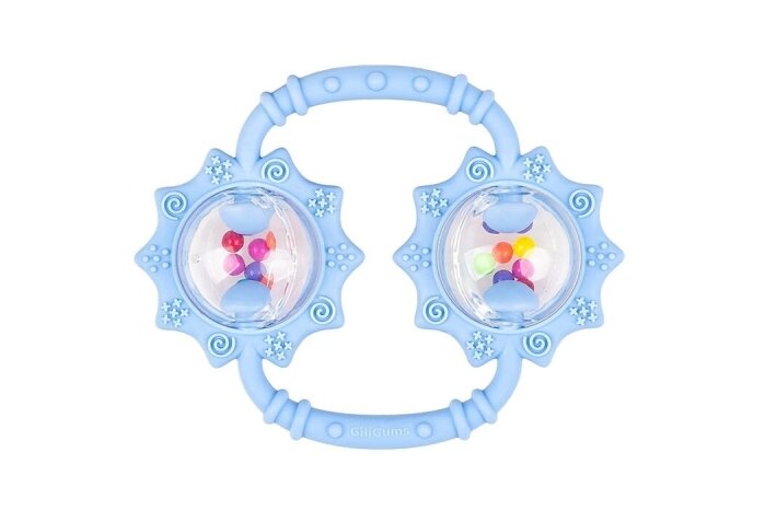 Silicone Teether with Rattle GiliGums SUNFLOWERS Blue Silicone Teether with Rattle GiliGums SUNFLOWERS Blue