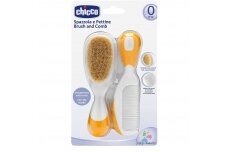 Brush and Comb with Soft Natural Bristles Chicco Orange