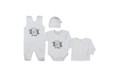 Baby Layette Set Newborn Baby Clothes Koala RABBIT 4 parts, 62 White Baby Layette Set Newborn Baby Clothes Koala RABBIT 4 parts, 62 White