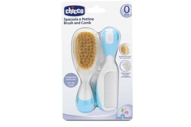 Brush and Comb with Soft Natural Bristles Chicco Blue Brush and Comb with Soft Natural Bristles Chicco Blue