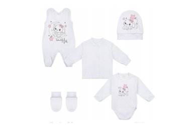 Baby Layette Set Newborn Baby Clothes Gamex BEAUTIFUL GIRLS 5 dalių, 56 White/Pi Baby Layette Set Newborn Baby Clothes Gamex BEAUTIFUL GIRLS 5 dalių, 56 White/Pi