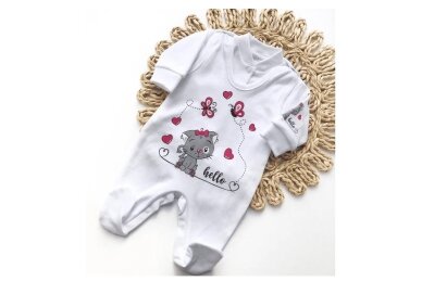 Baby Layette Set Newborn Baby Clothes Gamex HELLO 5 dalių, 56 White 1 Baby Layette Set Newborn Baby Clothes Gamex HELLO 5 dalių, 56 White 1