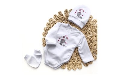 Baby Layette Set Newborn Baby Clothes Gamex HELLO 5 dalių, 56 White 2 Baby Layette Set Newborn Baby Clothes Gamex HELLO 5 dalių, 56 White 2