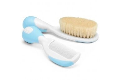 Brush and Comb with Soft Natural Bristles Chicco Blue 1