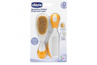 Brush and Comb with Soft Natural Bristles Chicco Orange Brush and Comb with Soft Natural Bristles Chicco Orange