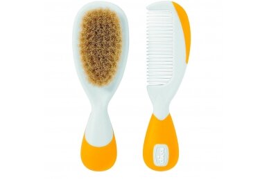 Brush and Comb with Soft Natural Bristles Chicco Orange 1 Brush and Comb with Soft Natural Bristles Chicco Orange 1