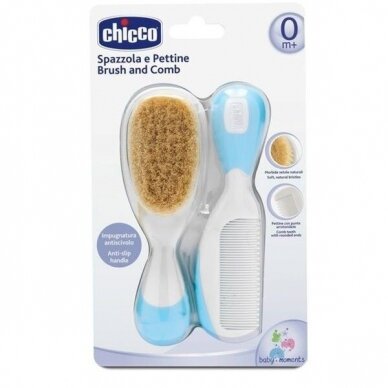 Kūdikių šukos ir šepetys Chicco Blue Kūdikių šukos ir šepetys Chicco Blue