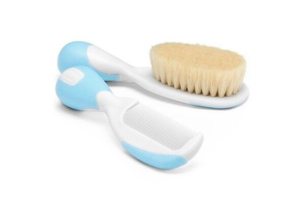 Brush and Comb with Soft Natural Bristles Chicco Blue 1