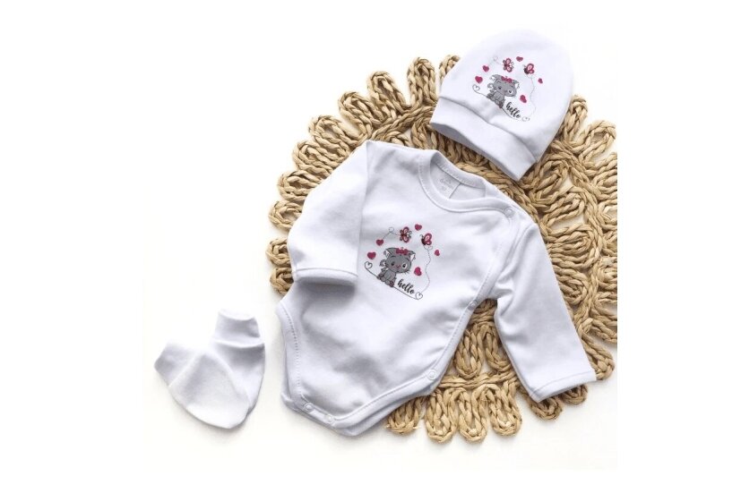 Baby Layette Set  Newborn Baby Clothes Gamex  HELLO 5 dalių, 56 White 2