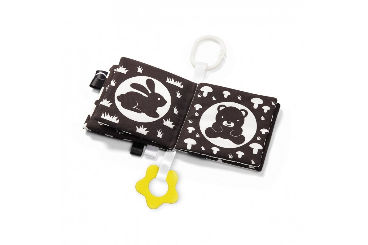 Educational cloth book with teether BabyOno BLACK&WHITE 5 Educational cloth book with teether BabyOno BLACK&WHITE 5