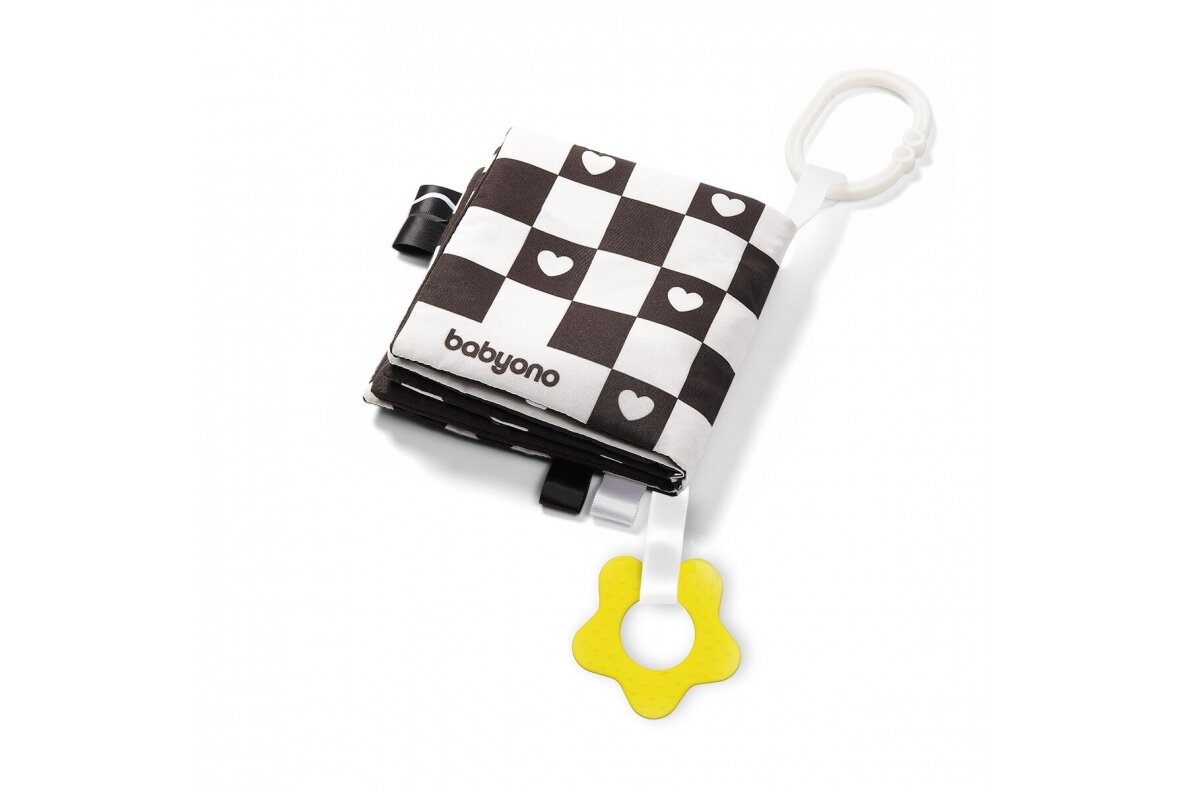 Educational cloth book with teether BabyOno BLACK&WHITE 1 Educational cloth book with teether BabyOno BLACK&WHITE 1