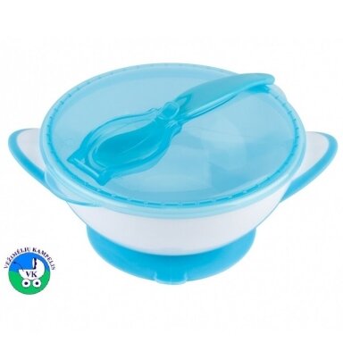 Lėkštė limpančiu dugnu + šaukštelis BabyOno 1063/01 Lėkštė limpančiu dugnu + šaukštelis BabyOno 1063/01