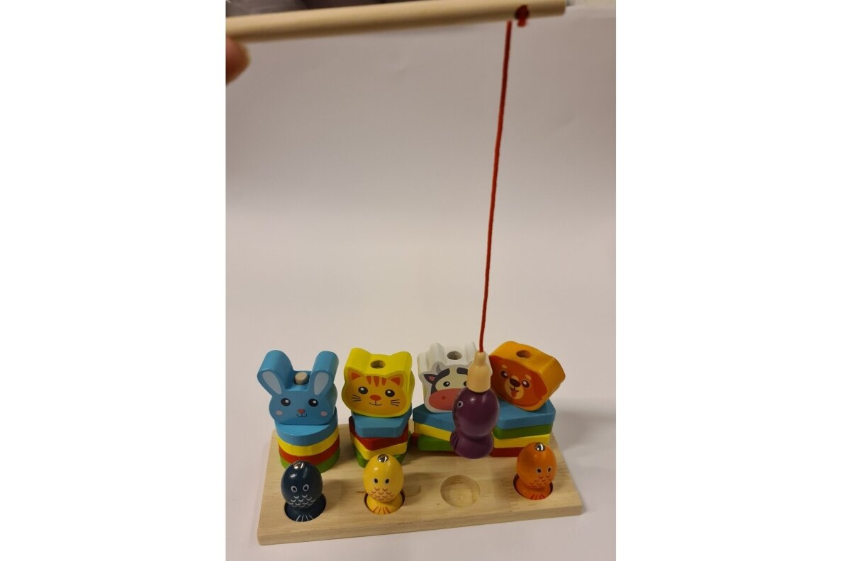 Wooden 3-in-1 Educational Toy – Shape Sorter, Fishing & Lacing 3