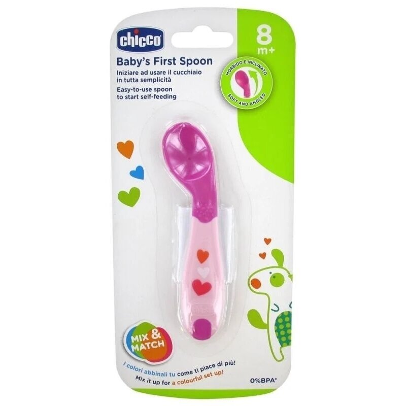 ⭐Mokomasis lenktas šaukštelis Chicco BABY'S FIRST SPOON 1